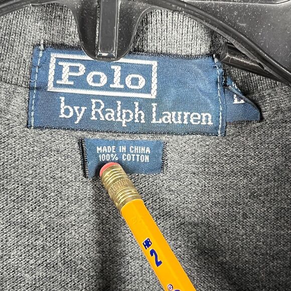 Ralph‎ Lauren Polo Shirt Mens Large Gray Preppy Regular Fit Rugby Vintage Y2K - Picture 5 of 9